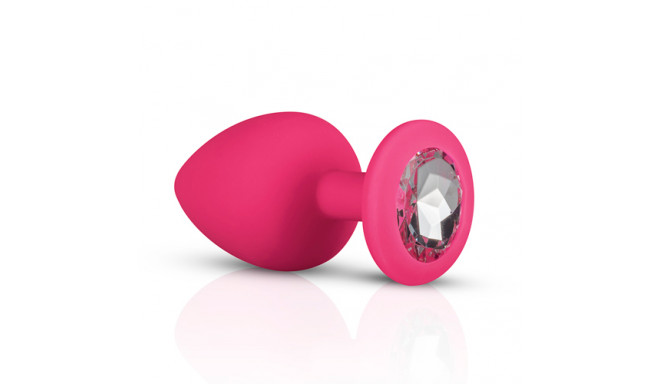 Анальна пробка, L, з каменем EasyToys рожева, 9.3 х 4 см