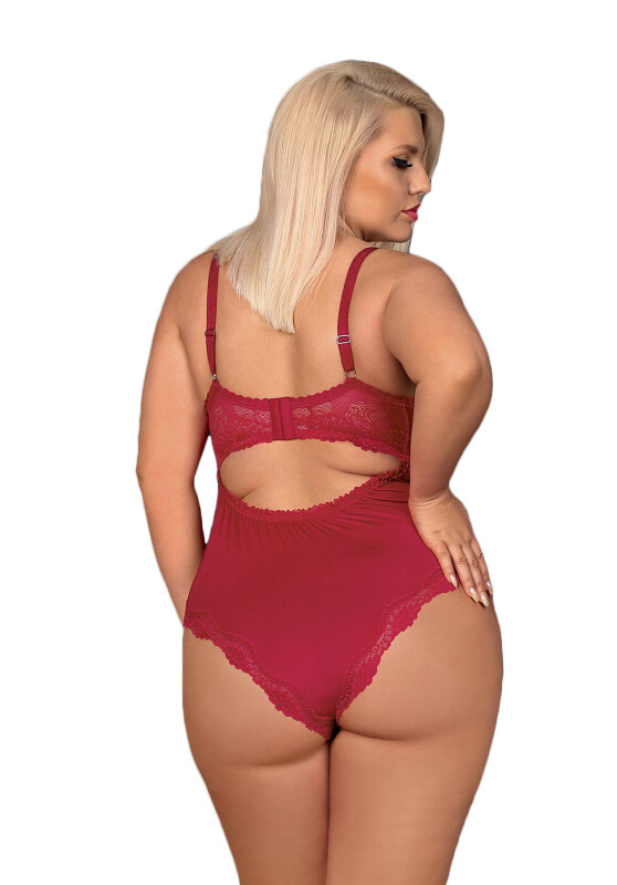 Боді з відкритою спиною Obsessive Rosalyne, бордове, XXL - Зображення 5