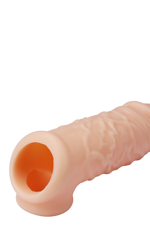 Насадка на пеніс Dream Toys RealStuff з ерекційним кільцем, бежева, 14 х 4 см - Зображення 4
