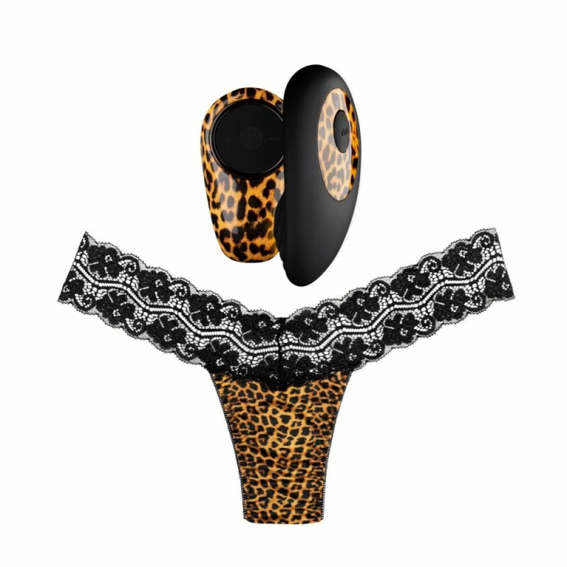 Вібратор в трусики Tania Panty Vibe з трусиками в комплекті, чорний з леопардовим принтом, 9 см х 4.5 см