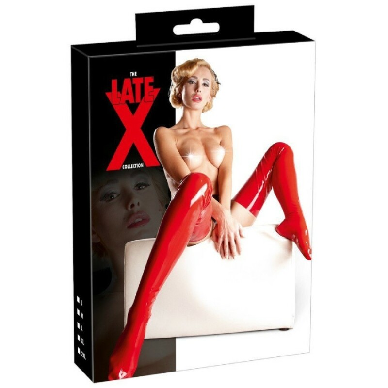 Панчохи Латексні LateX ультра тонкі, червоні, розмір XS - Зображення 2
