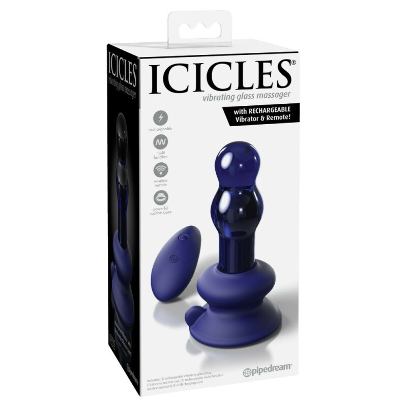 Анальна пробка Pipedream Icicles з вібрацією і пультом, 10.6 см