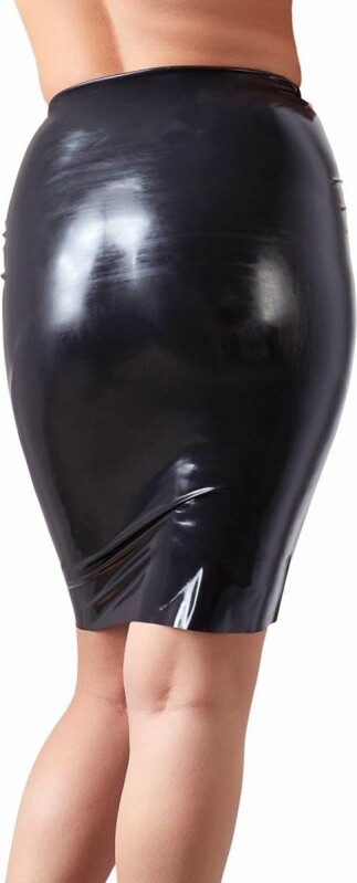 Спідниця LateX з латексу із завищеною талією, до коліна, чорна, розмір XL - Зображення 1