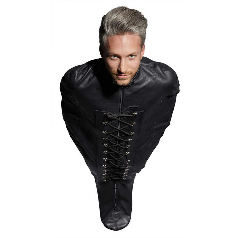 Гамівний мішок для БДСМ-ігор Leather Bondage з натуральної шкіри, чорний