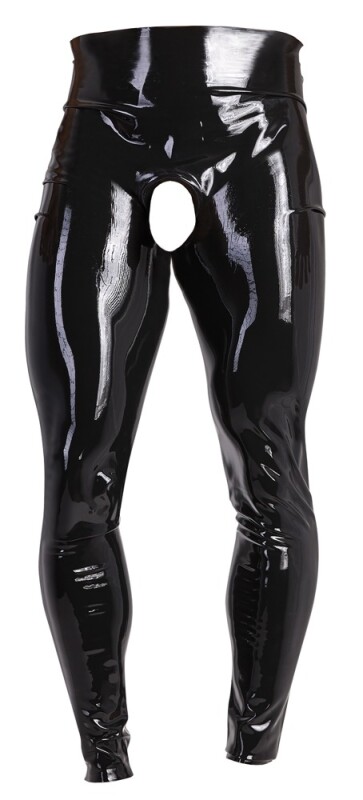 Легінси чоловічі LateX, Латексні, з інтимним вирізом, чорні, L - Зображення 2