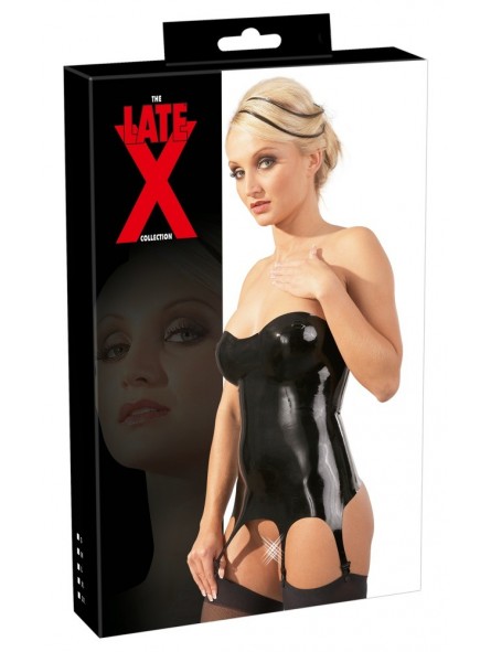 Корсет латекс LateX з підв'язками для панчіх, чорний, Розмір L - Зображення 2