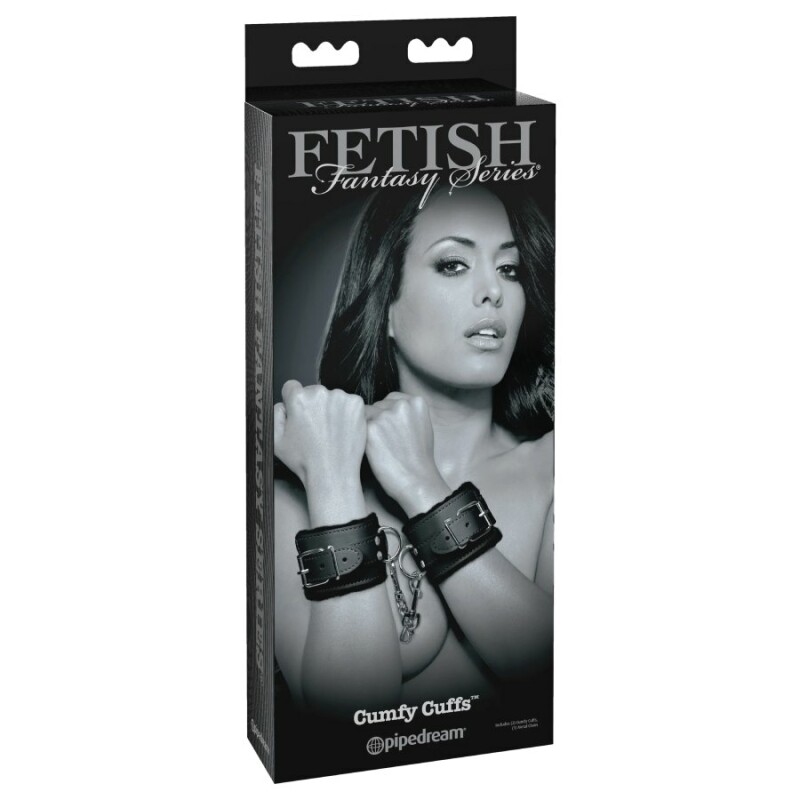 Наручники широкі Pipedream Fetish Fantasy зі штучним хутром, чорні, 77 см