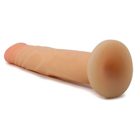 Фалоімітатор реалістичний Blush Au Naturel на присосці, кібершкіра, бежевий, 19 см x 3.8 см - Зображення 2