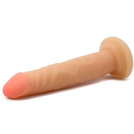 Фалоімітатор реалістичний Blush Au Naturel на присосці, кібершкіра, бежевий, 19 см x 3.8 см - Зображення 3