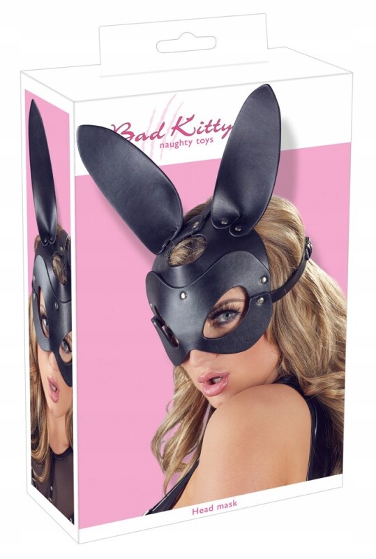 Маска зайчика Bad Kitty із заклепками, чорна