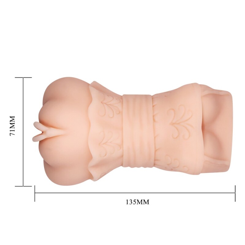 Мастурбатор-вагіна CRAZY BULL 3D Vagina реалістичний, бежевий, 13.5 х 7.1 см - Изображение 4