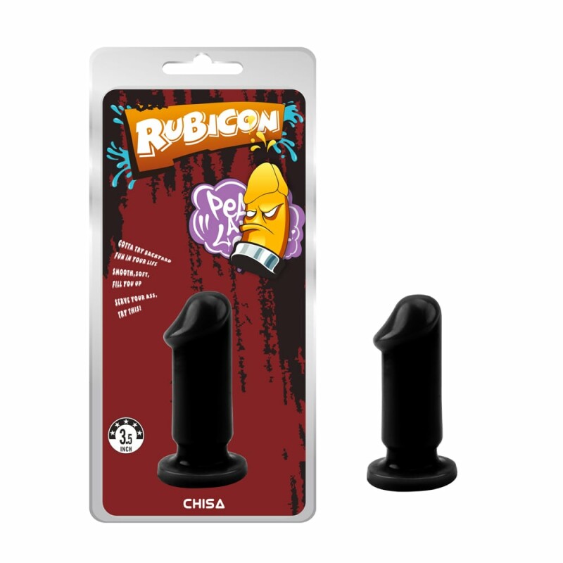 Анальна пробка у вигляді члена Chisa Rubicon, з присоскою, чорна, 9 х 3.3 см