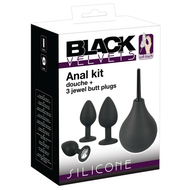 Набір Black Velvet Анальні пробки і анальний душ, 4 предмети, чорного кольору - Изображение 7
