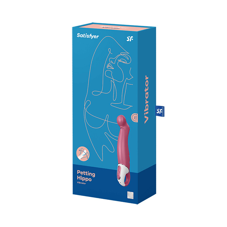 Вібратор Satisfyer Petting Hippo з кільцем, бордовий, 22.9 х 4 см - Зображення 1