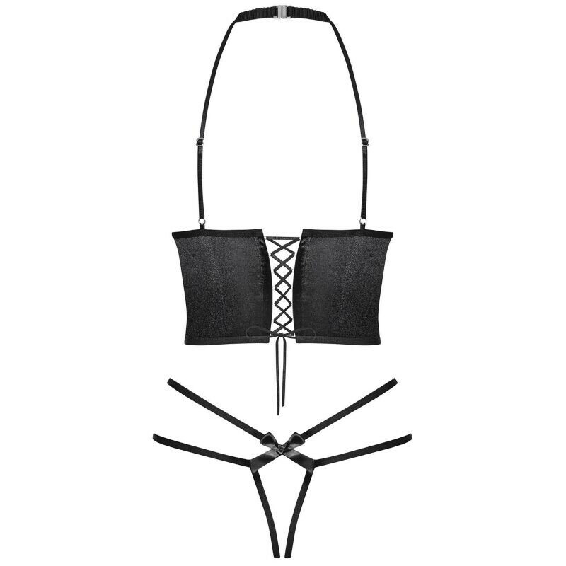 Комплект корсет зі шнурівкою і трусиками Чорний S / M - Изображение 3
