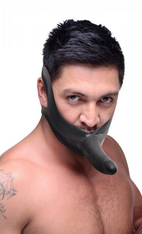 Страпон на голову Face Fuck з латексу, чорний, 14 см х 3.5 см