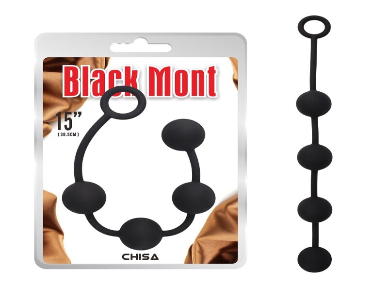 Анальні буси Chisa Black Mont, M, чорні, 38.5 х 3.7 см