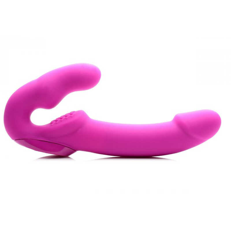 Безремневий страпон з вібрацією Evoke Vibrating Strapless Strap-On, рожевий, 24.7 х 4 см