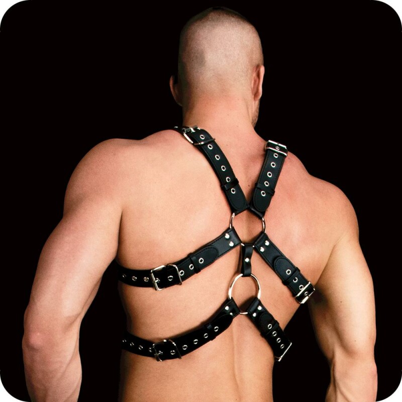 Портупея чоловіча шкіряна Ouch Andres Chest Harness, чорна, O/S - Изображение 2