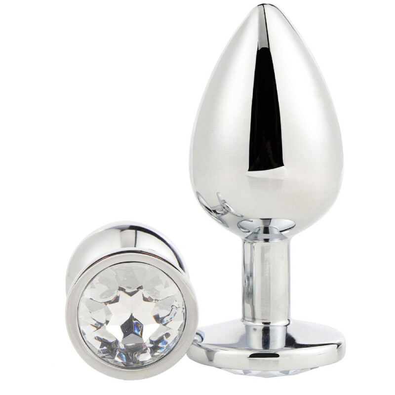Анальна пробка Dream Toys Gleaming Love з прозорим каменем, срібляста, 7.1 х 2.7 см - Зображення 2