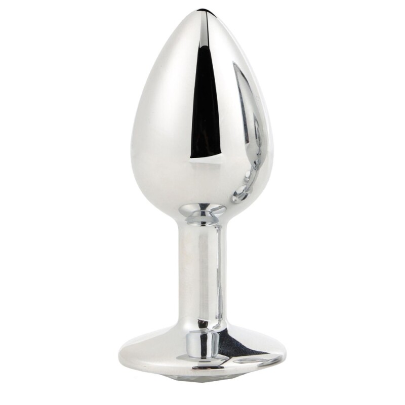 Анальна пробка Dream Toys Gleaming Love з прозорим каменем, срібляста, 7.1 х 2.7 см - Зображення 3