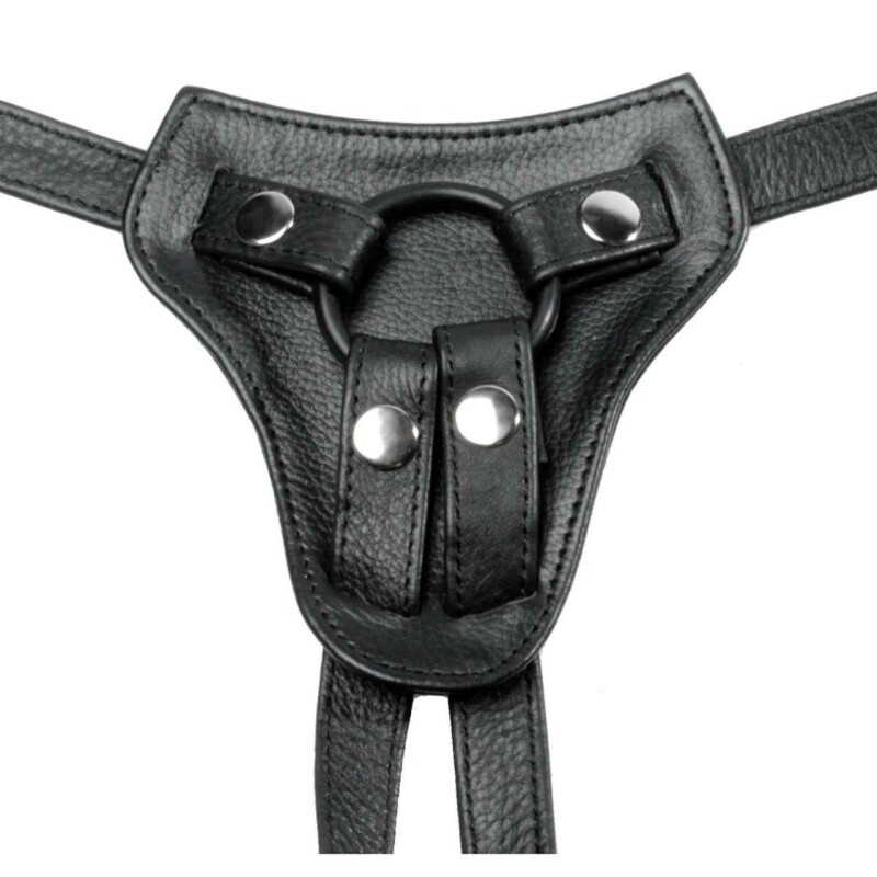 Труси для страпона зі шкіри з силіконовим кільцем Strict Leather - Изображение 4