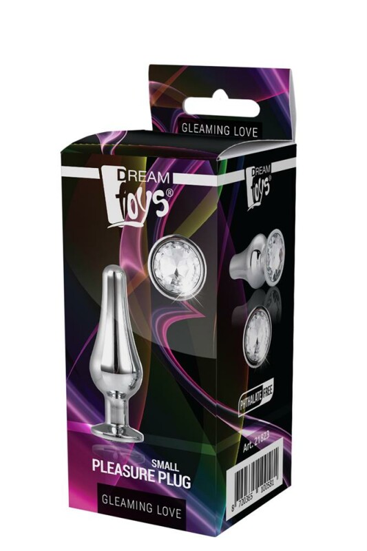 Анальна пробка, S, конічної форми Dream Toys зі стразом, срібна - Изображение 5