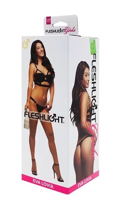 Мастурбатор анус у колбі Eva Lovia Fleshlight, кібершкіра, бежевий, 25 х 8.5 см - Зображення 2