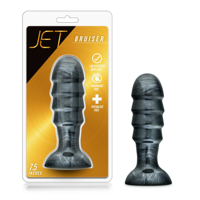 Анальна пробка Jet Black Carbon Metallic велика, сіра, 19 см х 5.7 см