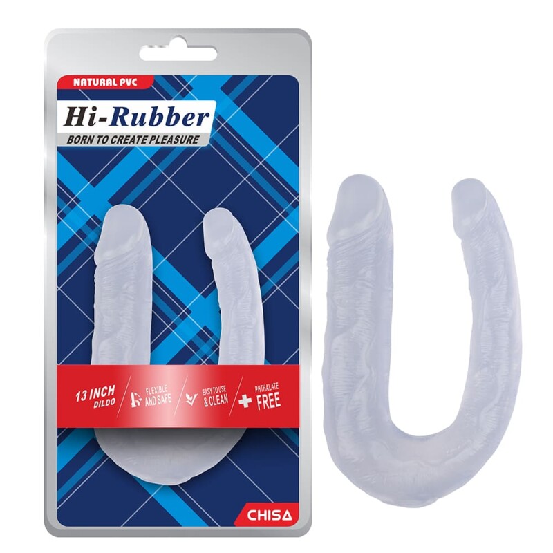 Фалоімітатор реалістичний подвійний Chisa Hi-Rubber, прозорий, 17 х 3.4/2.5 см