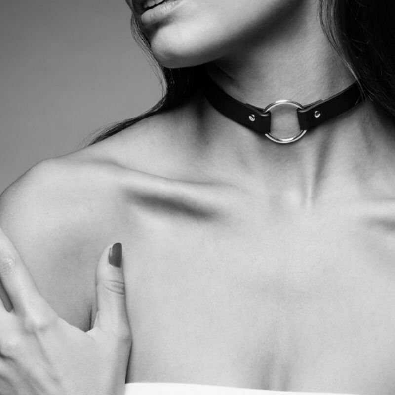 Чокер тонкий з веганської шкіри MAZE Bijoux Indiscret, чорний, 31-41 см