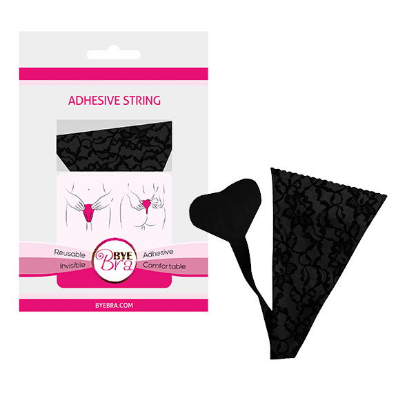 Самоклеючі трусики Bye Bra, чорні з мереживом, one size - Зображення 1