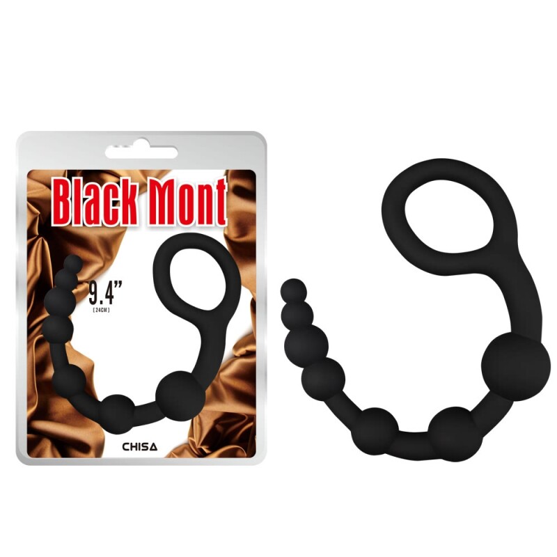 Анальний ланцюжок Chisa Power Boyfriend Beads з кільцем, чорний, 40 х 2-4.5 см