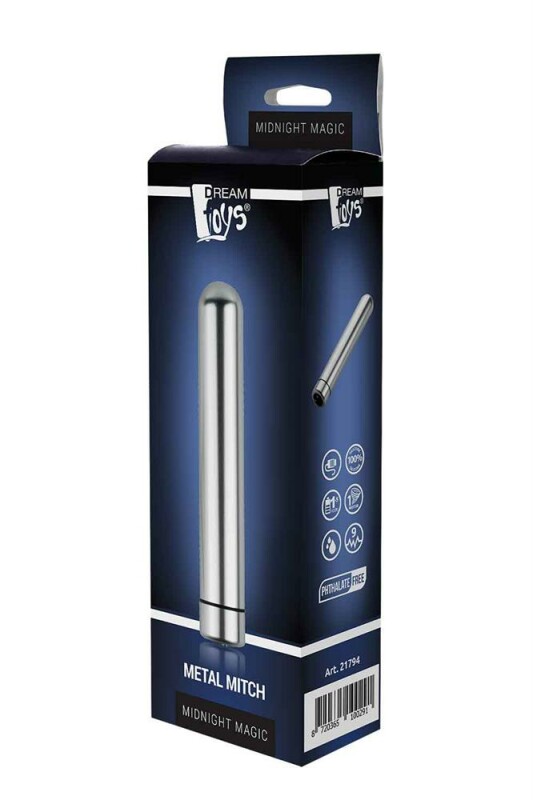 Вібратор металевий Dream Toys Midnight Magic Metal Mitch, срібний, 11.5 х 1.9 см - Изображение 1