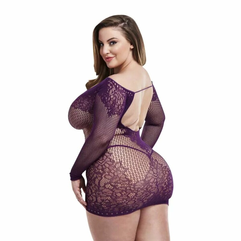 Сукня у сітку Lapdance Lingerie, фіолетова, Plus Size - Зображення 1
