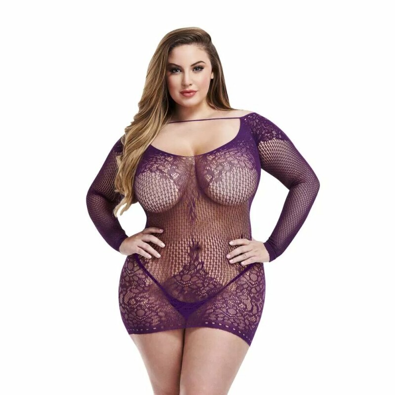 Сукня у сітку Lapdance Lingerie, фіолетова, Plus Size