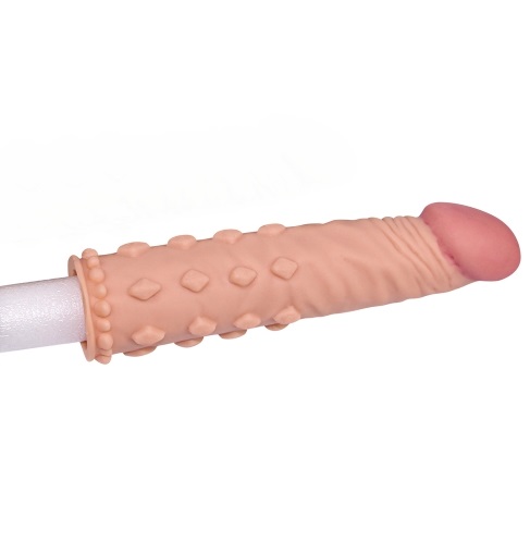 Насадка на член подовжуюча Lovetoy рельєфна, бежева, 18 х 4.1 см - Зображення 3