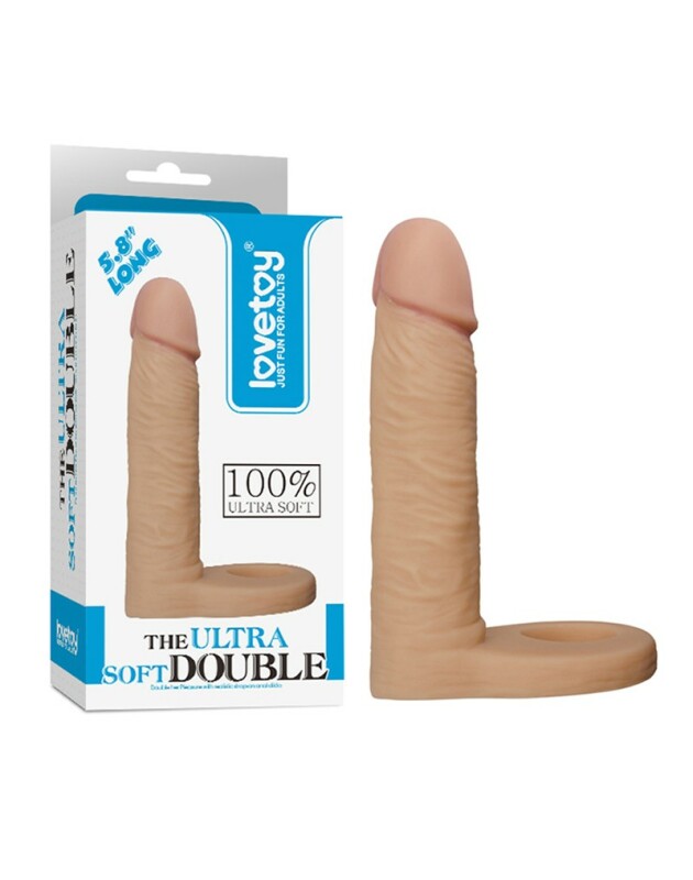 Насадка для подвійного проникнення Lovetoy, бежева, 14.7 х 3.3 см - Зображення 1