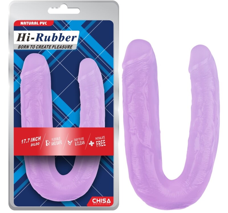Фалоімітатор подвійний Chisa Hi-Rubber реалістичний, фіолетовий, 22.5 х 3.7/4.5 см - Зображення 1