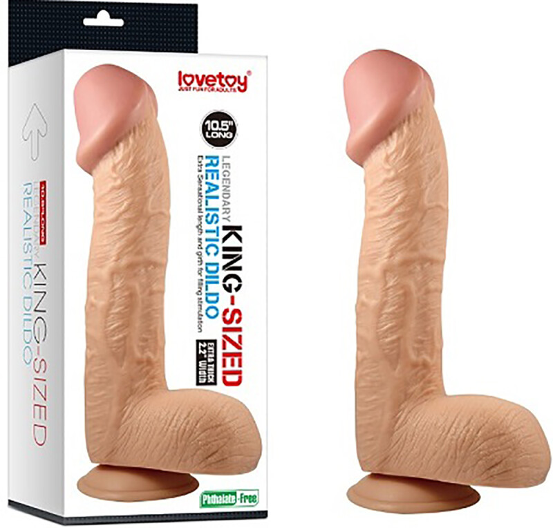 Фалоімітатор великий реалістичний на присосці Lovetoy бежевий, 28 х 5.6 см