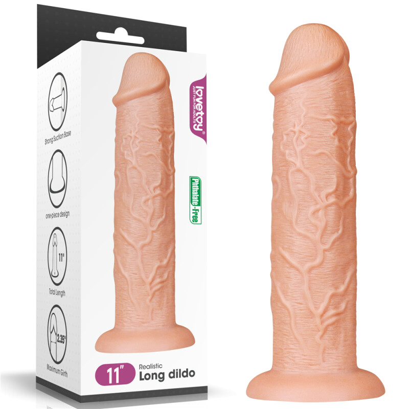 Фалоімітатор гігантський реалістичний Lovetoy на присосці, бежевий, 28 х 6 см