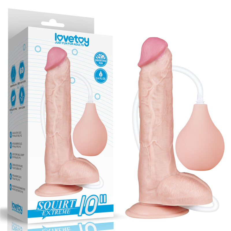 Фалоімітатор реалістичний з сім'явипорскуванням Lovetoy на присосці, бежевий, 25.4 х 4.8 см