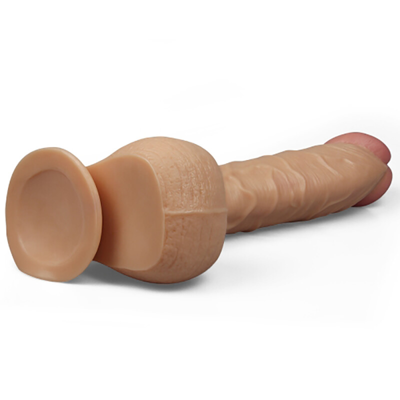 Фалоімітатор гігантський реалістичний на присосці Lovetoy бежевий, 32 х 5.6 см - Изображение 2