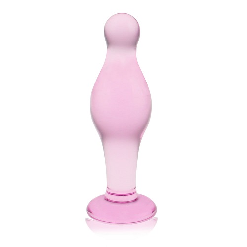 Анальна пробка Lovetoy скляна, рожева, 10 х 4 см