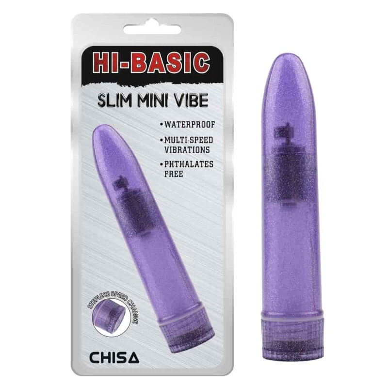Вібратор з блискітками Chisa Hi-Basic, фіолетовий, 13.2 х 3.5 см