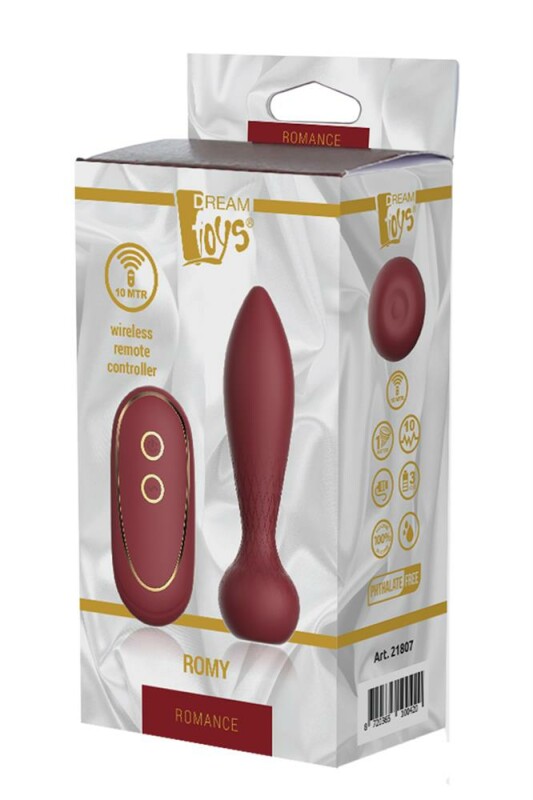 Анальний вібратор Dream Toys Romy з пультом, бордовий, 13.8 х 3.5 см - Зображення 1