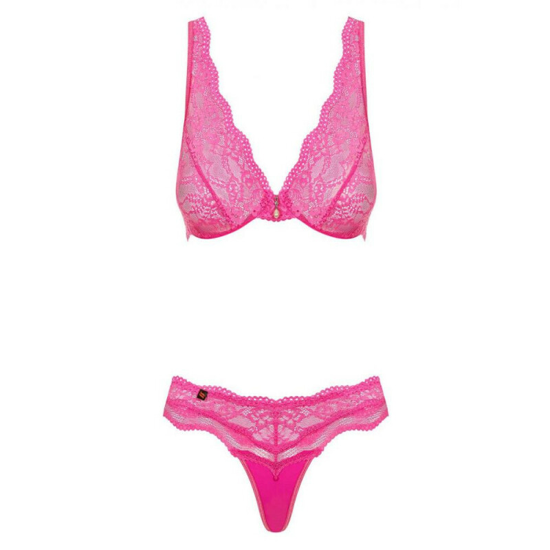 Сексуальний комплект мереживний Obsessive рожевий, S/M - Зображення 5