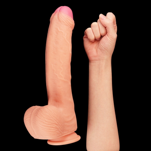 Фалоімітатор гігант реалістичний на присосці Lovetoy бежевий, 28 х 5.3 см - Изображение 1