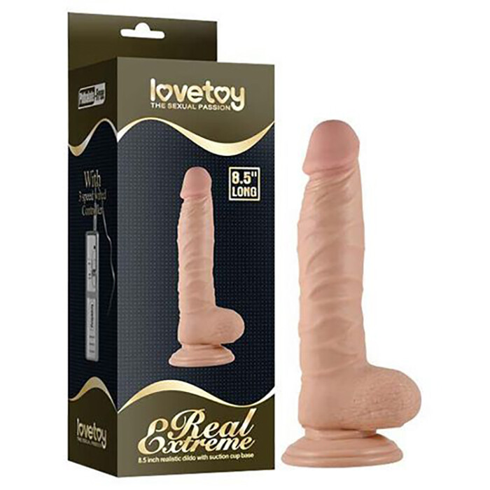 Фалоімітатор реалістичний на присосці Lovetoy з мошонкою, 18 х 3.8 см