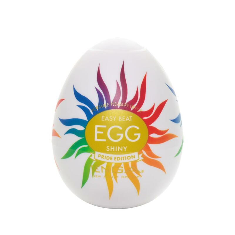 Мастурбатор із внутрішнім рельєфом Tenga Egg Shiny Pride білий, 6.1 см х 4.9 см
